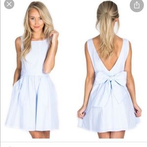 Open-backed seersucker dress